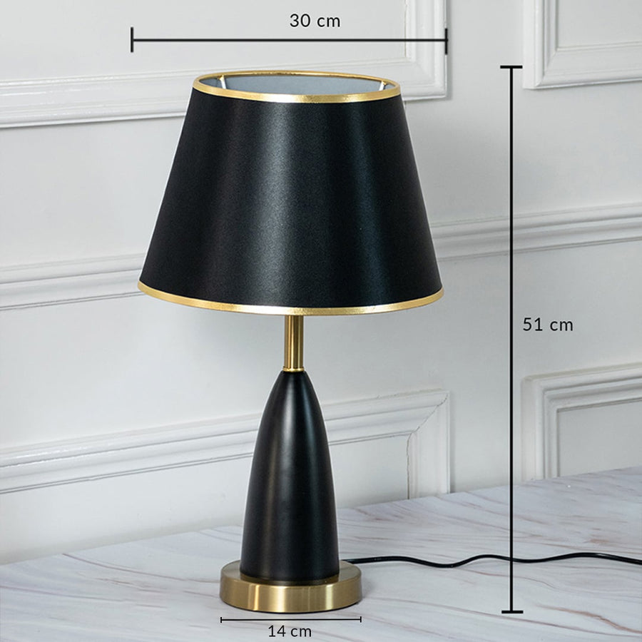 Black and gold table lamp with shade dimensions height 51 cm width 30 cm base 14 cm decorative home decor table lamp.