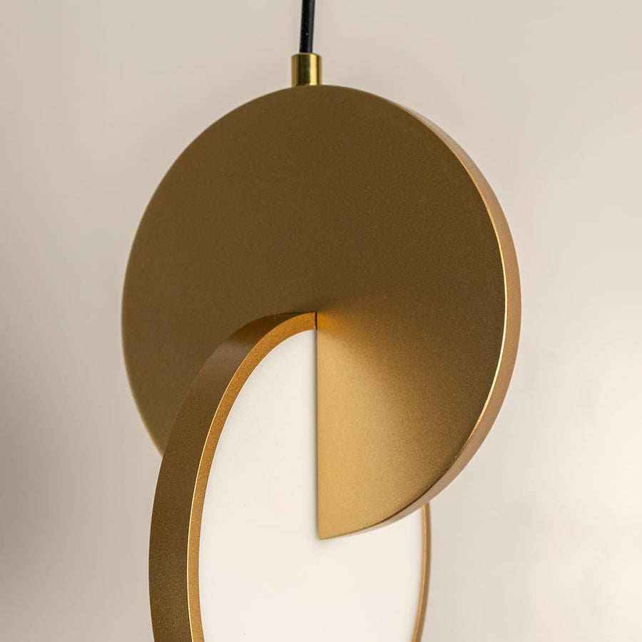 Eclipse Pendant 2 Piece Gold Light Closeup