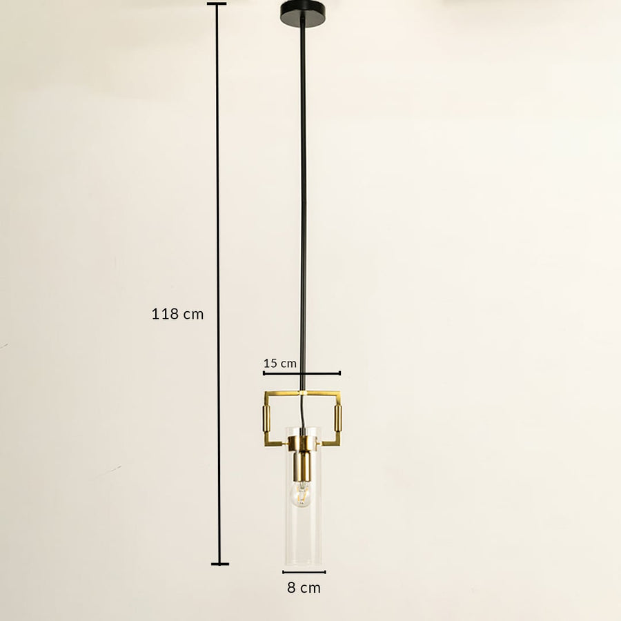 A geometric gold pendant light with a height of 120 cm ideal for modern LED chandelier lighting and stylish contemporary interior décor settings.