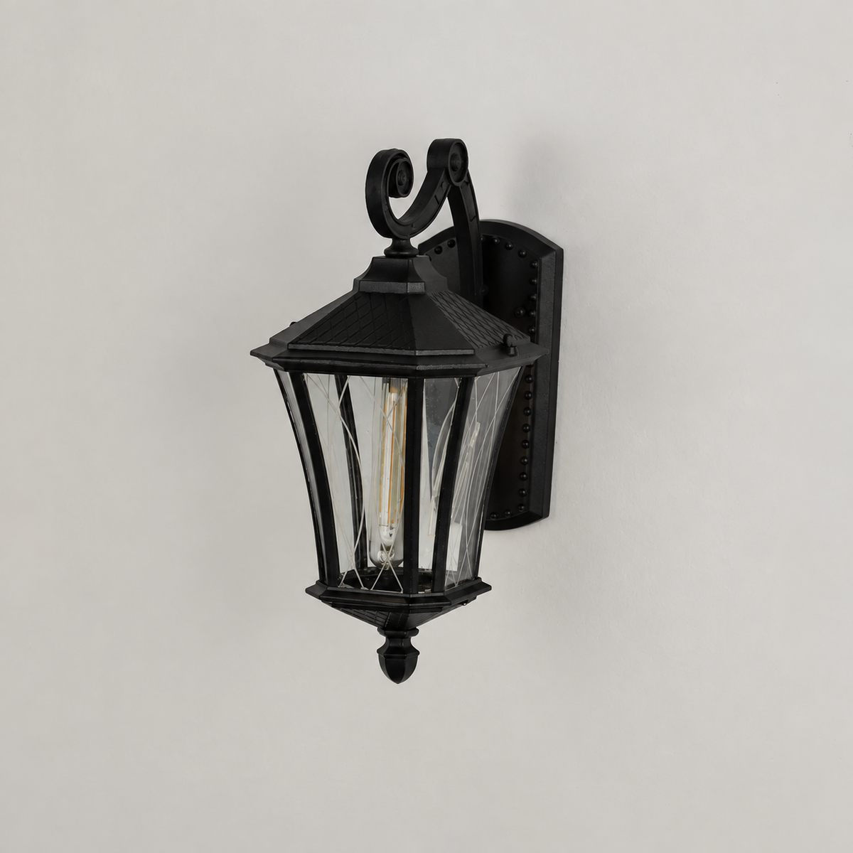 Abaca Downward Tinted Blue Outdoor Wall Light - Medium