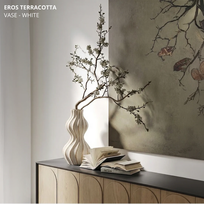 Eros Terracotta Vase - White