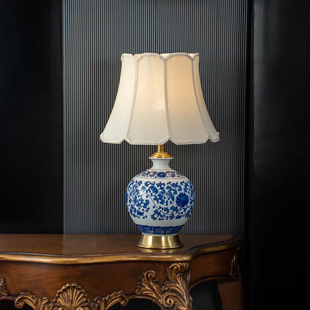Eske Decorative Ceramic Table Lamp Light On Black Background