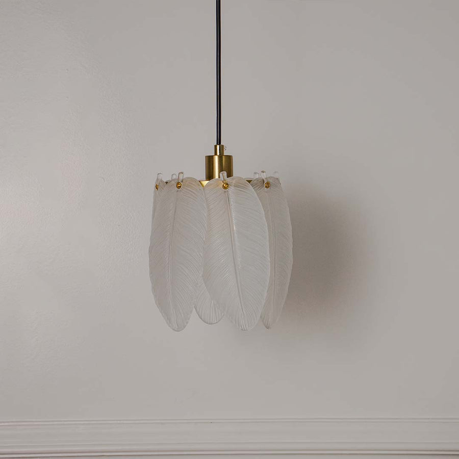 Feather Light Fixture Hanging Lamp Light Off White Background