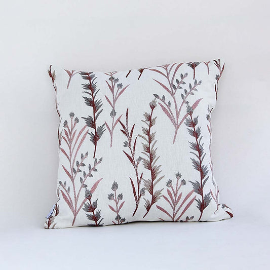 Fern Designer Copper Brown Embroidered Cushion Cover