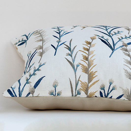 Fern Designer Multicolored Embroidered Cotton Cushion Cover