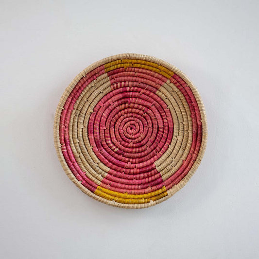 Fisnor Handwoven Sabai Grass Wall Hanging Basket - Pink