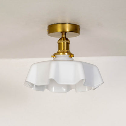 Modern white glass and gold metal ceiling light for elegant hallway and vintage inspired home decor spaces.