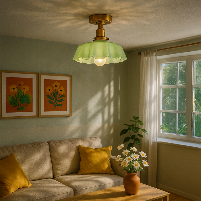 Fleur Glass Ceiling Light - Green