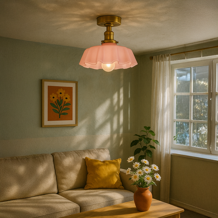 Fleur Glass Ceiling Light - Pink