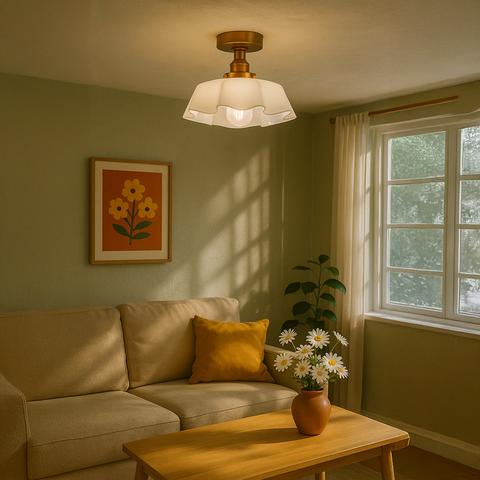 Fleur Glass Ceiling Light - White