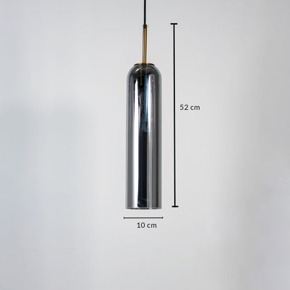 Chrome metal pendant light measuring 10 cm width and 52 cm height crafted for sophisticated ceiling lighting decor.
