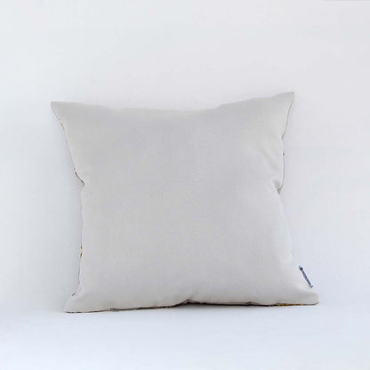 Backside of the cushion cover in soft cotton beige fabric offering a clean minimal décor look with a breathable gentle and skin friendly texture suitable for modern home styling.