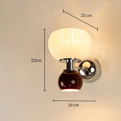 Technical diagram of wall lamp showing height 22cm width 16cm and depth 23cm for accurate installation measurement check on the wall.
