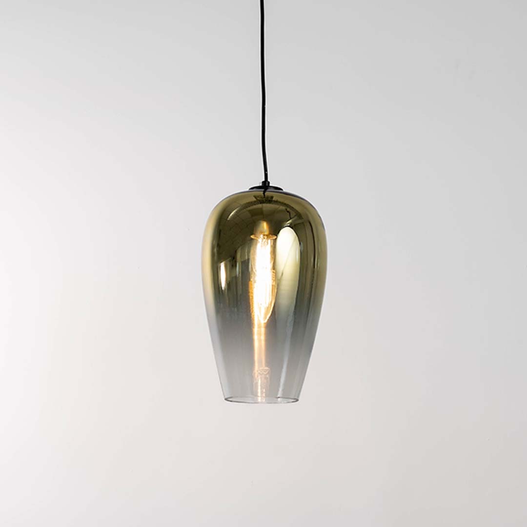 Frozen Lake Effect Glass Pendant Lamp - Metallic Yellow