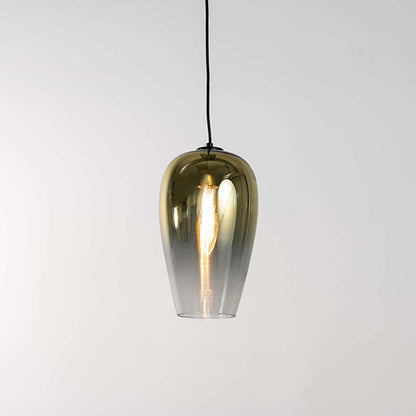 Frozen Lake Effect Glass Pendant Lamp - Metallic Yellow
