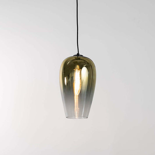 Frozen Lake Effect Glass Pendant Lamp - Metallic Yellow