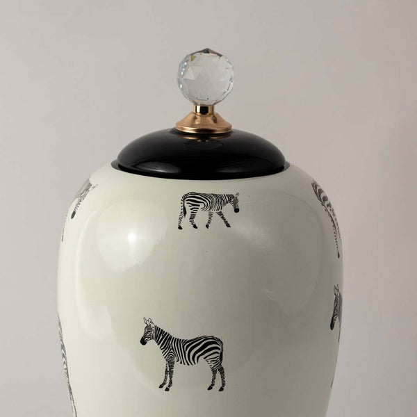 Glam Zebra Ceramic Ginger Jar - Large