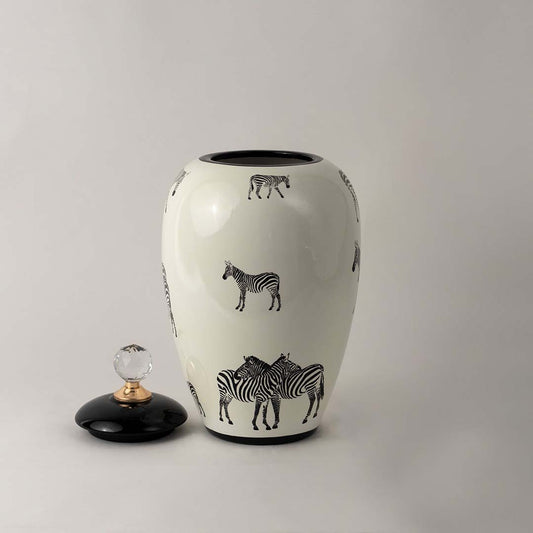 Glam Zebra Ceramic Ginger Jar - Large