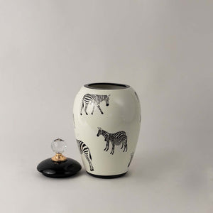 Glam Zebra Ceramic Ginger Jar - Small