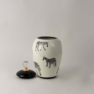 Glam Zebra Ceramic Ginger Jar - Small