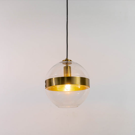 Glass Globe Gold Metal Hanging Pendant Light