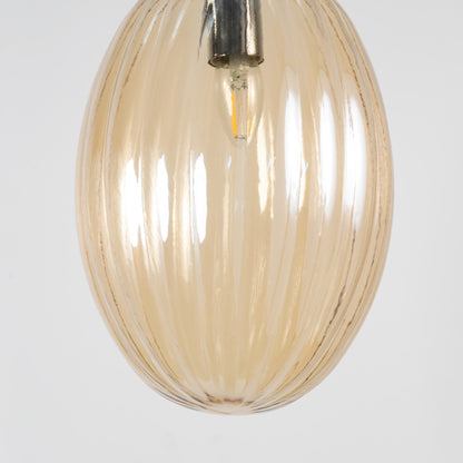 Glass Pendant Light - Oval & Amber