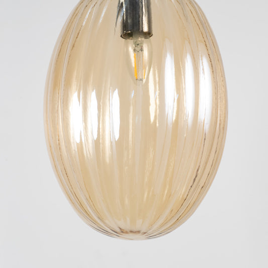 Glass Pendant Light - Oval & Amber