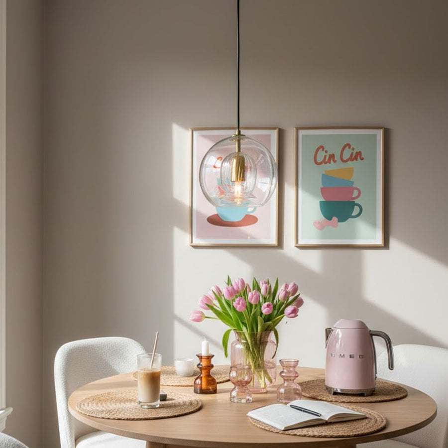 Glass Round Ball Hanging Pendant Lamp Main Lifestyle