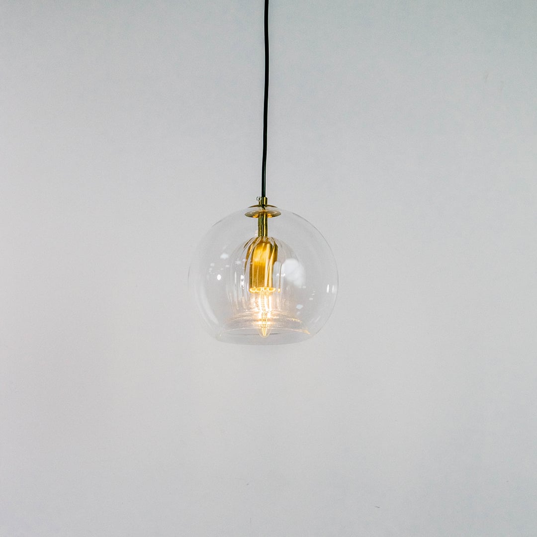 Glass Round Ball Hanging Pendant Lamp Light On White Background