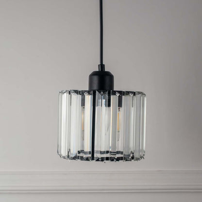 Glossy Crystal Pendant Light Light Off White Background