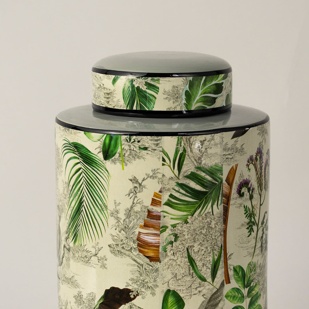 Green Ceramic Jar with Lid - Large