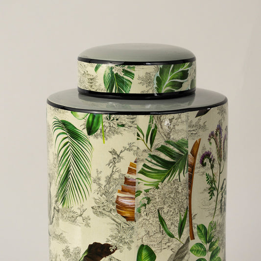 Green Ceramic Jar with Lid - Large