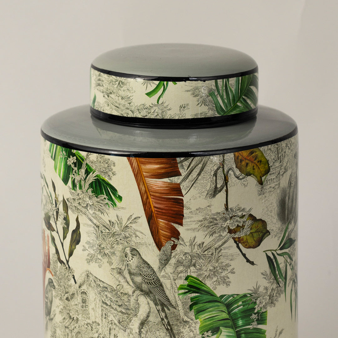 Green Ceramic Jar with Lid - Small
