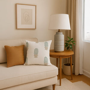 Green Fleur Embroidered Cushion Cover