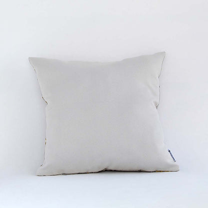 Backside of the cushion cover shown in soft beige cotton fabric offering a clean minimal décor look with a breathable gentle and skin friendly material suitable for everyday home use.