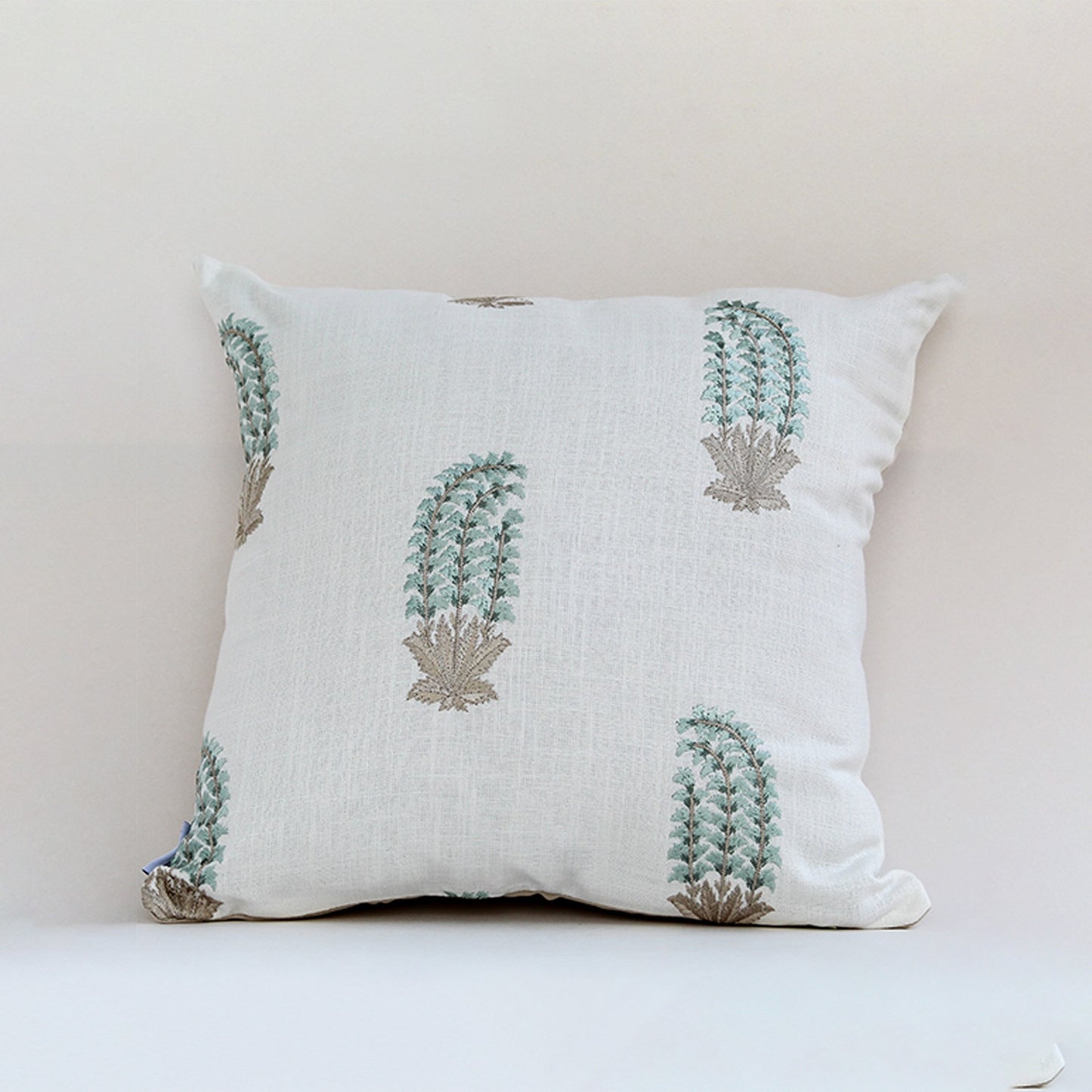 Green Fleur Embroidered Cushion Cover