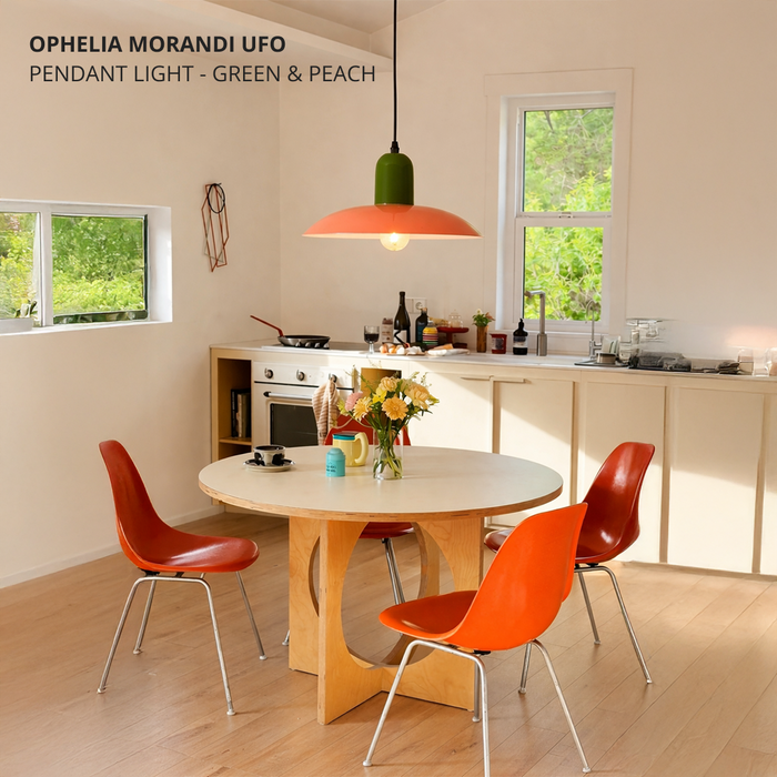Ophelia Morandi UFO Pendant Light - Green & Peach