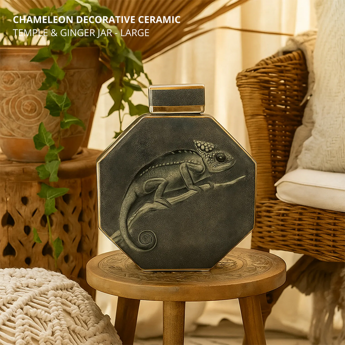 Chameleon Decorative Ceramic Temple & Ginger Jar - Large