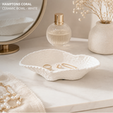 Hamptons Coral Ceramic Bowl - White