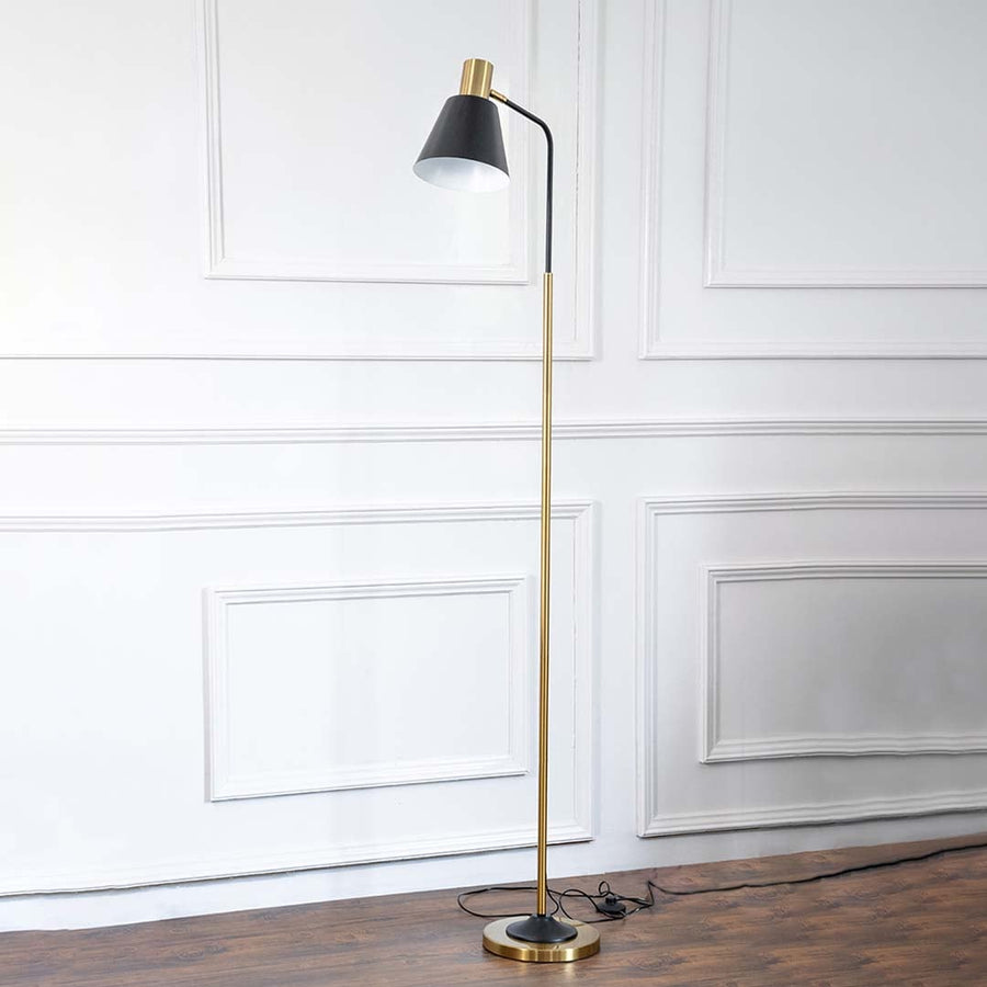 Premium modern floor lamp turned off on a pure white background presenting its timeless style and functionality.