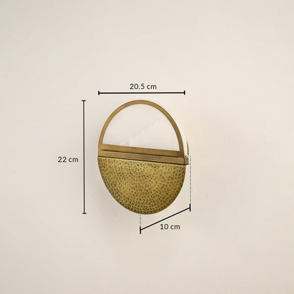 Gold metal wall light with 22 cm height 20.5 cm width and 10 cm depth for modern decor styling spaces.