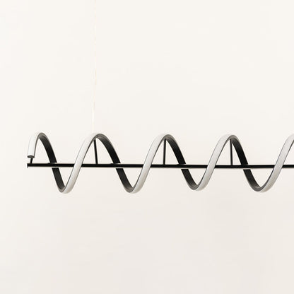 Black metal wave LED pendant light showcasing sleek geometric curves and premium modern lighting craftsmanship.