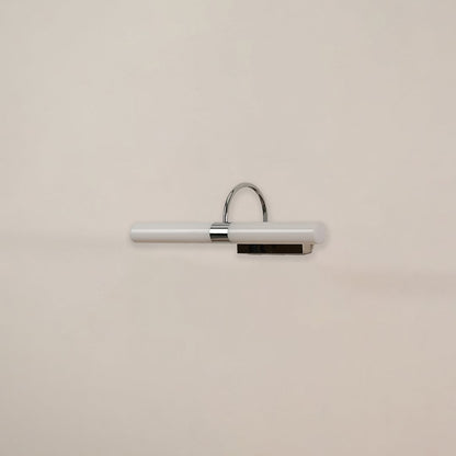 White and chrome picture light with light off on white background perfect for living room bedroom and gallery wall decoration.