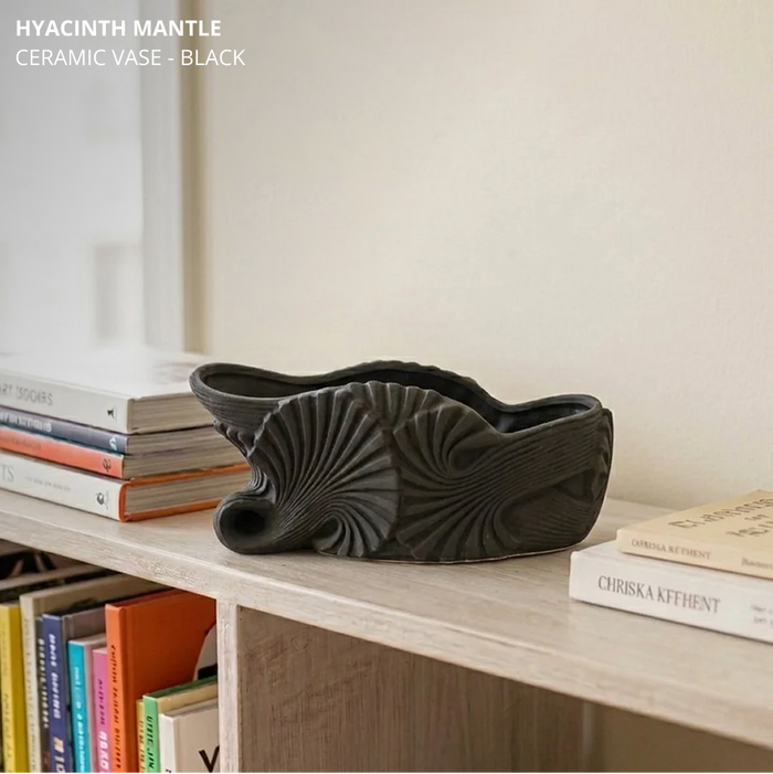 Hyacinth Mantle Ceramic Vase - Black