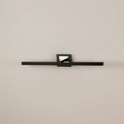 Black metal picture light on a white background with the light off highlighting its bold modern design.