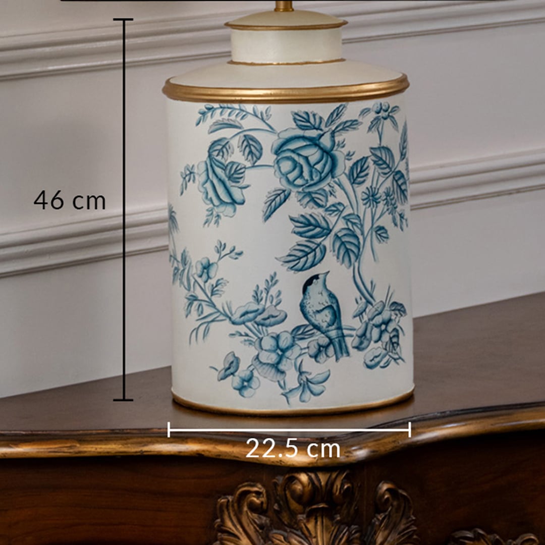 Table lamp dimensions image showing height 46 cm and width 22.5 cm clearly marked for accurate bedside console or side table placement.