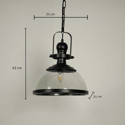 Industrial Retro Pendant Light Glass Shade Dimensions