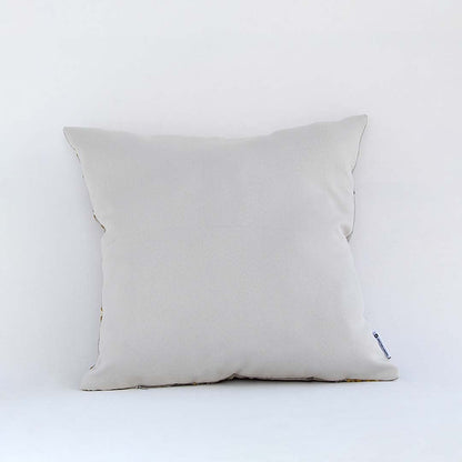 Back view of cotton cushion featuring elegant brown leaf embroidery showing plush texture and stitched details ideal for sofa bed and living room decor.