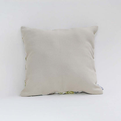 Beige cotton cushion cover shown from the side in a plain design ideal for simple natural décor styling with a soft breathable and skin friendly fabric texture.