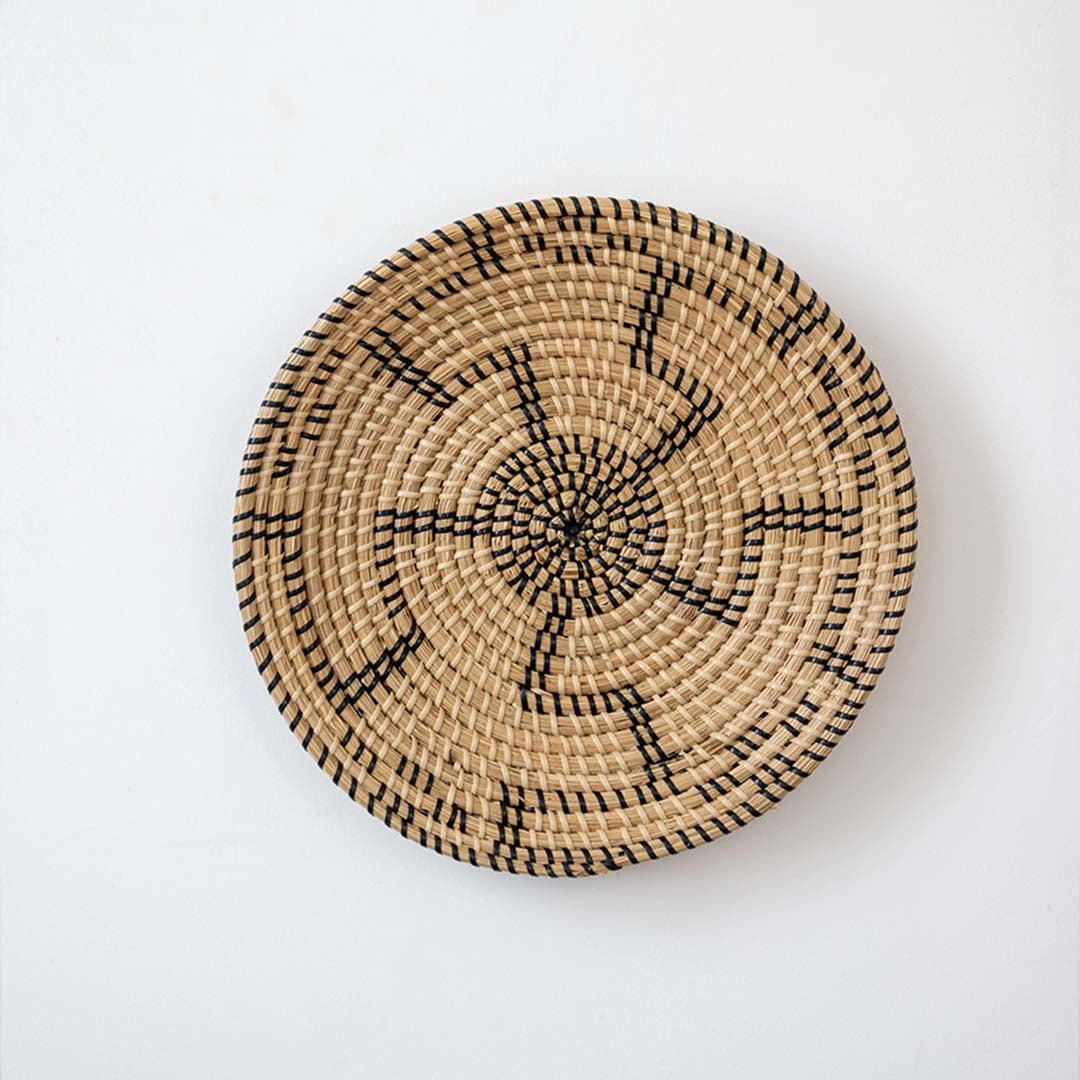 Kadynce Handwoven Sabai Grass Hanging Wall Basket - Black